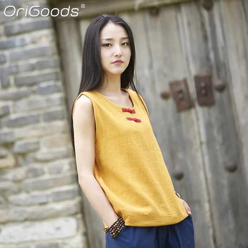 Майка женская хлопковая в китайском стиле без рукавов B159 | Женская одежда