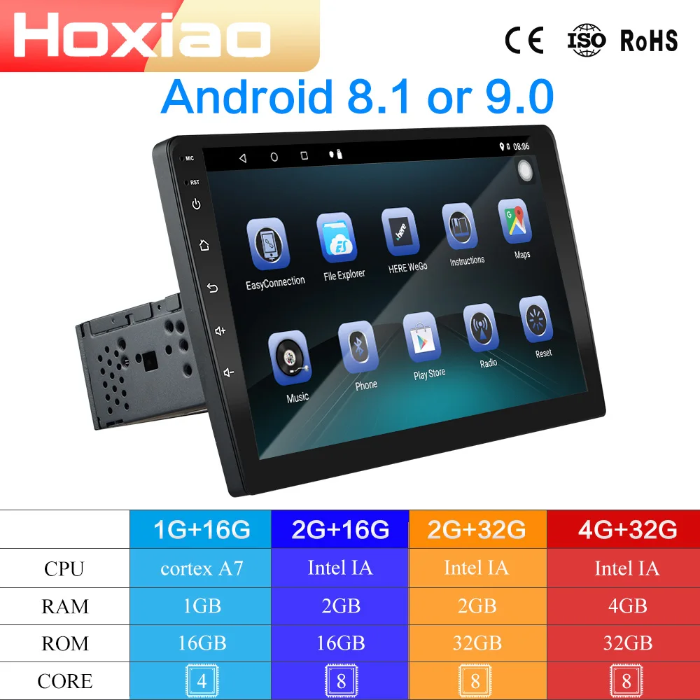 1 DIN Встроенный Android 8,1 или 9,0 2 din Автомобильный Радио плеер с 2.5D Сенсорный экран RDS DAB BT gps 1" HD Автомобильный аудио 2DIN навигации