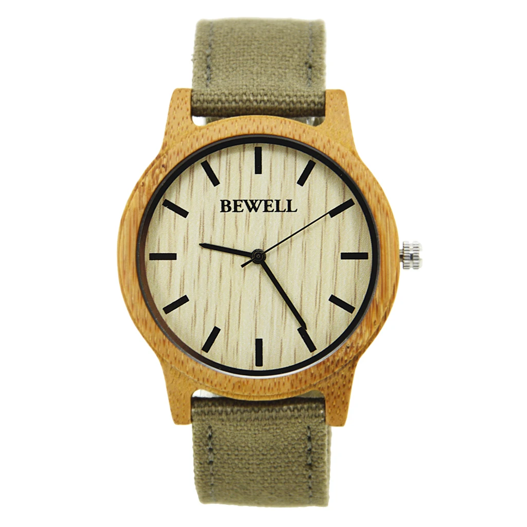 

Canvas Strap Wood Watch Light Weight Ultrathin Wristwatch Quartz