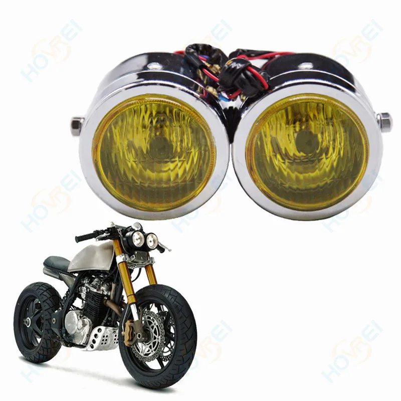Универсальная мотоциклетная двойная Передняя светодиодная фара в стиле ретро