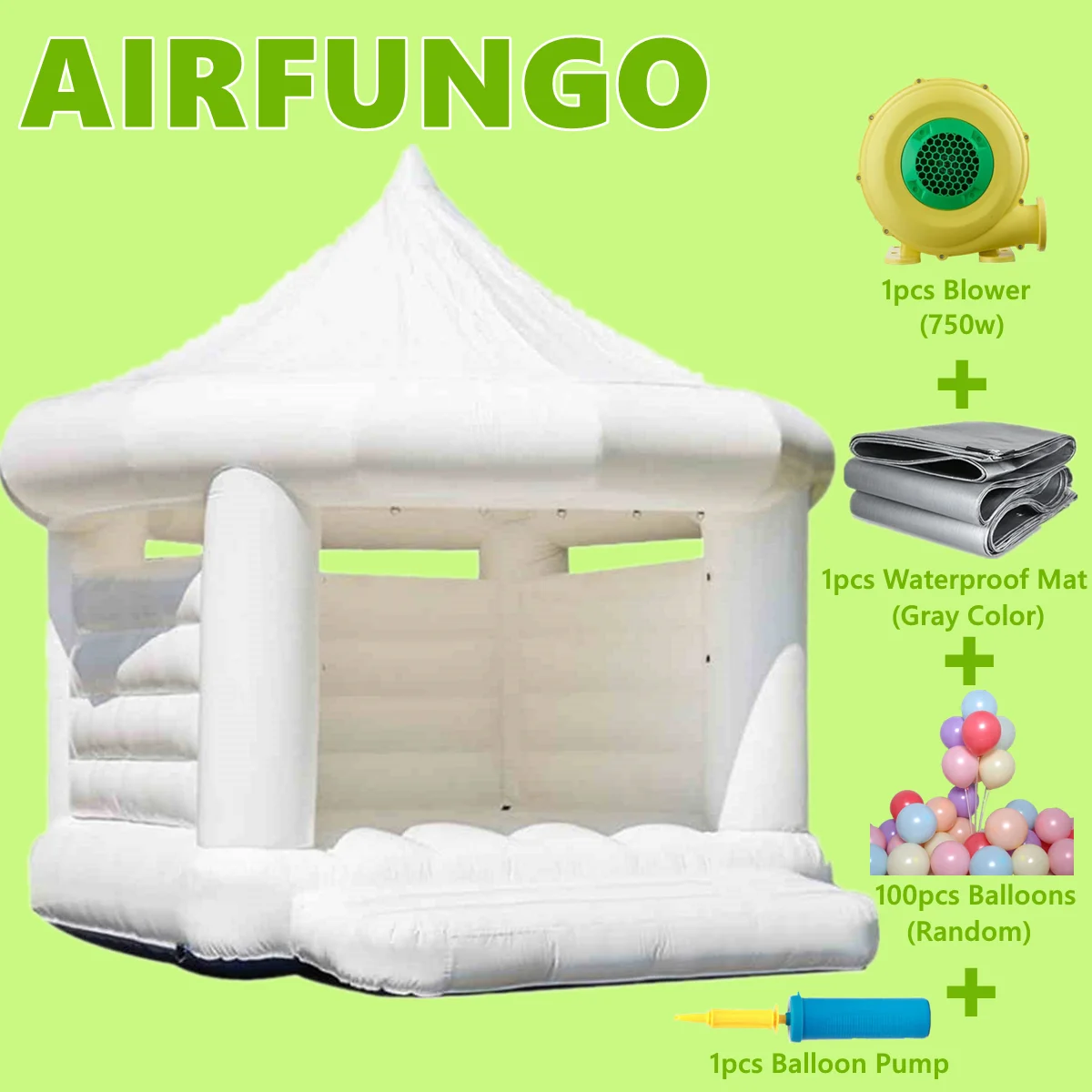 Лидер продаж 4x4 м белый надувной Свадебный батут замок-домик/прыгающая луна