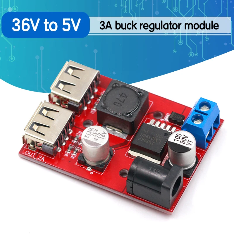 LM2596 LM2596S Dual USB DC 9V 12V 24V 36V 5V 3A модуль ldo понижающего преобразователя доска