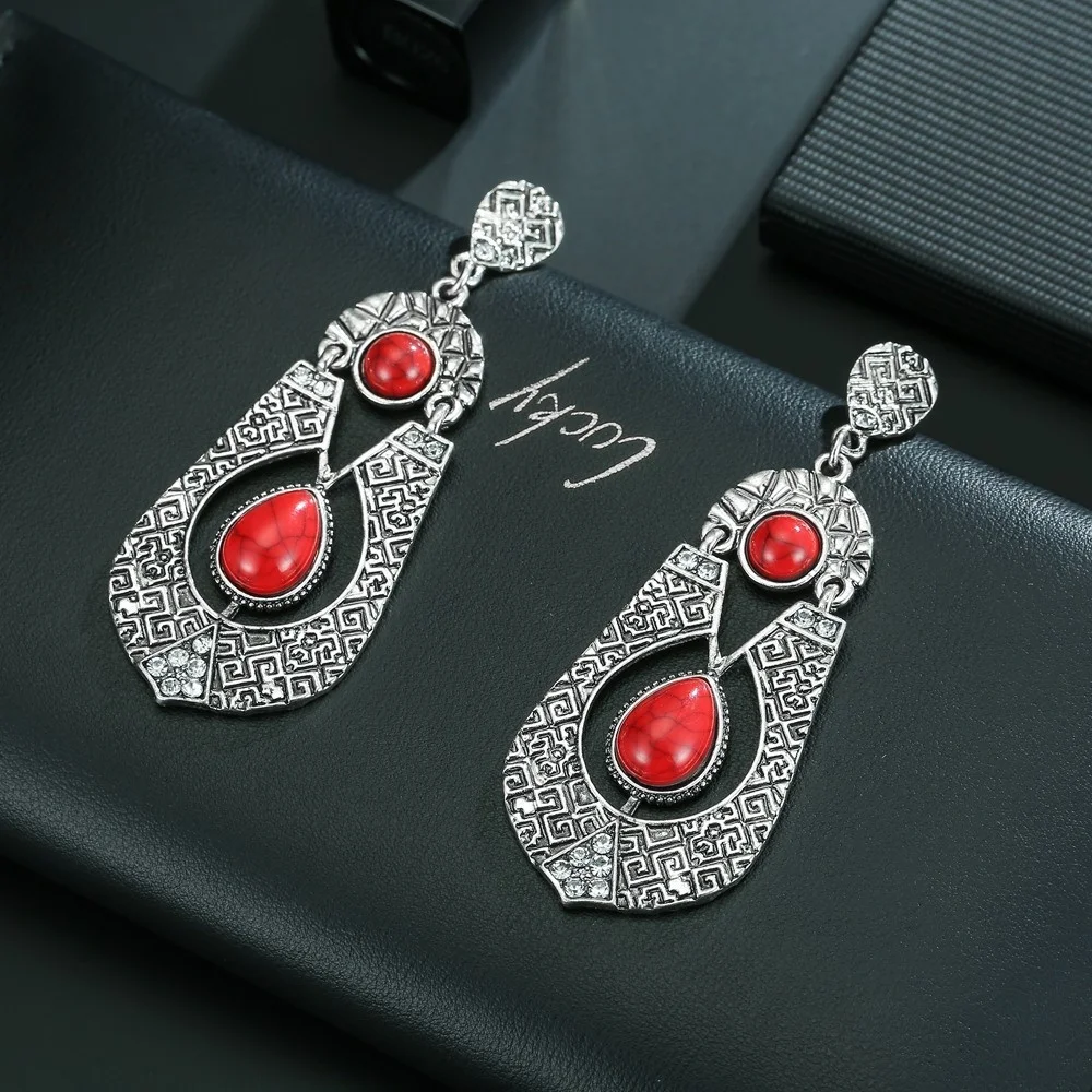 Модные Простые Винтажные серьги с металлической резьбой 2018 женские