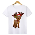 Детская модная Рождественская футболка с Санта-оленем, футболка с коротким рукавом для девочек и мальчиков, детская белая футболка, Топы, одежда, BAL609