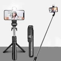 wireless selfie stick bluetooth mini tripod extendable monopod with fill light remote shutter phone holder for ios android phone