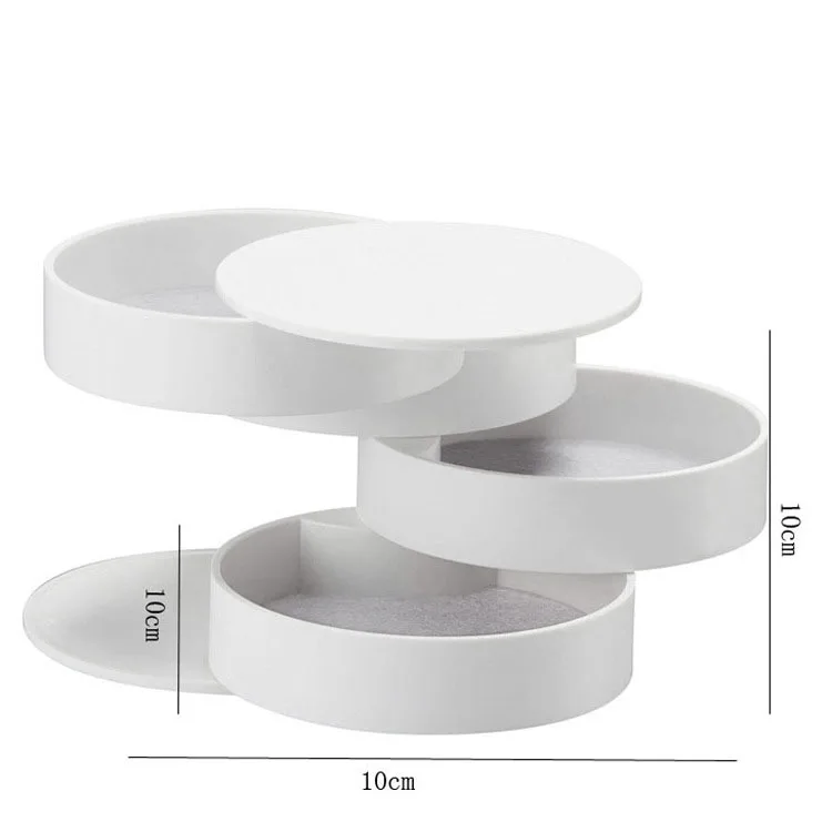 

2Pcs Round Jewelry Box Small Storage Box 360 Degree Rotating Earrings Necklace 4 Layers Storage Box Family Travel Black