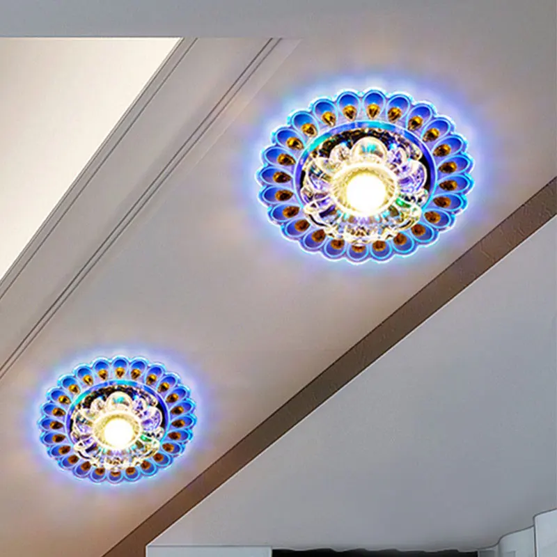 Современные хрустальные светодиодный светильник ing Гостиная Павлин Потолочная