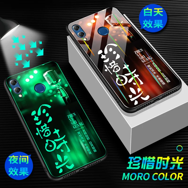 Чехол для телефона для Xiaomi Redmi Note 7, чехол, светящаяся, светящаяся, закаленное стекло, задняя крышка для Xiaomi Redmi Note 7 Pro, чехол, силиконовый