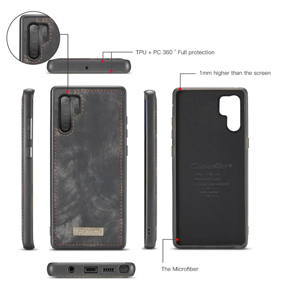 Чехол Кошелек CASEME для Samsung Galaxy S20 S10 Note10 Plus сплит кожа сумка на молнии Магнитная задняя крышка Ultra