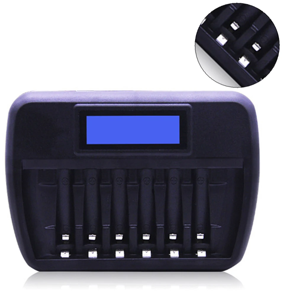 6 слотов ЖК дисплей Usb смарт зарядное устройство для Aa Aaa Sc C D размер