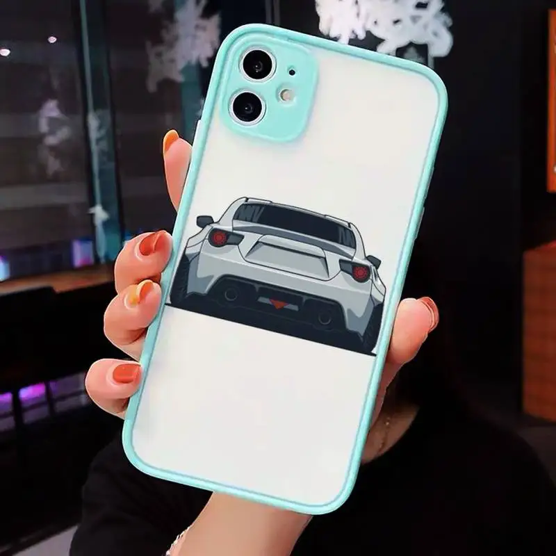 

Sports Cars Male Men Phone Case For iPhone 12 11 Mini Pro XR XS Max 7 8 Plus X Matte transparent blue Back Cover