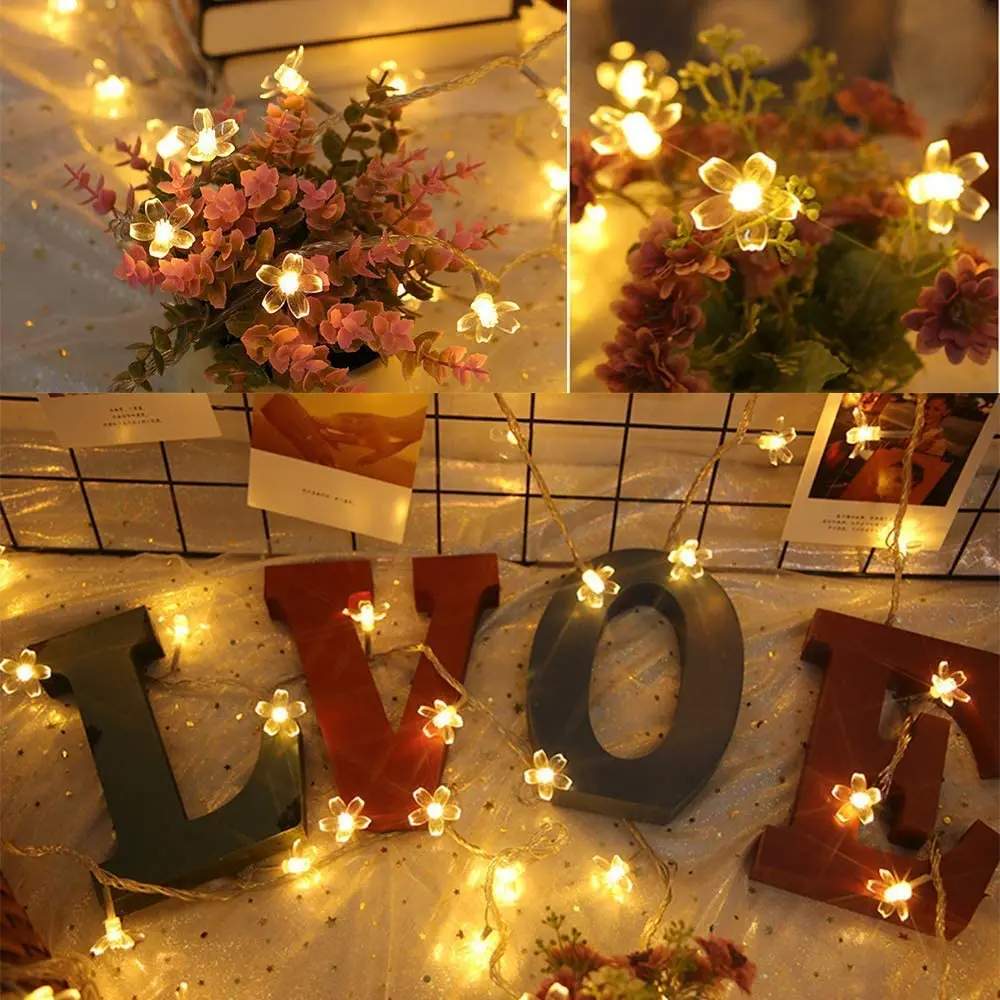 

Blossom Flowers LED Fairy String Lights LED Christmas Lights Warm White Garland Holiday Home Room Bedroom Wedding Decoration