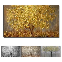 unframed hand painted knife gold tree oil painting on canvas large palette 3d paintings for living room modern abstract wall art