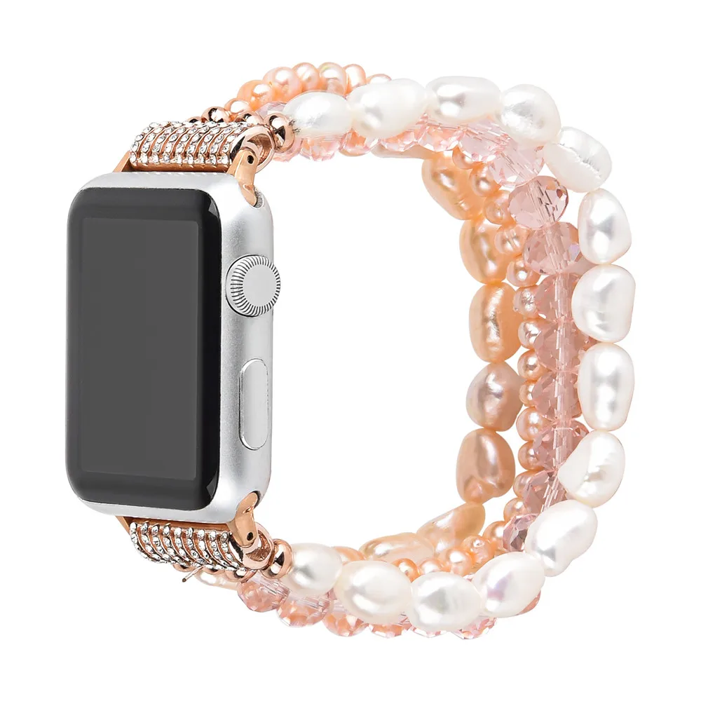 Роскошный ремешок из хрустального жемчуга для Apple Watch SE Band Series 6 5 4 3 браслет агата