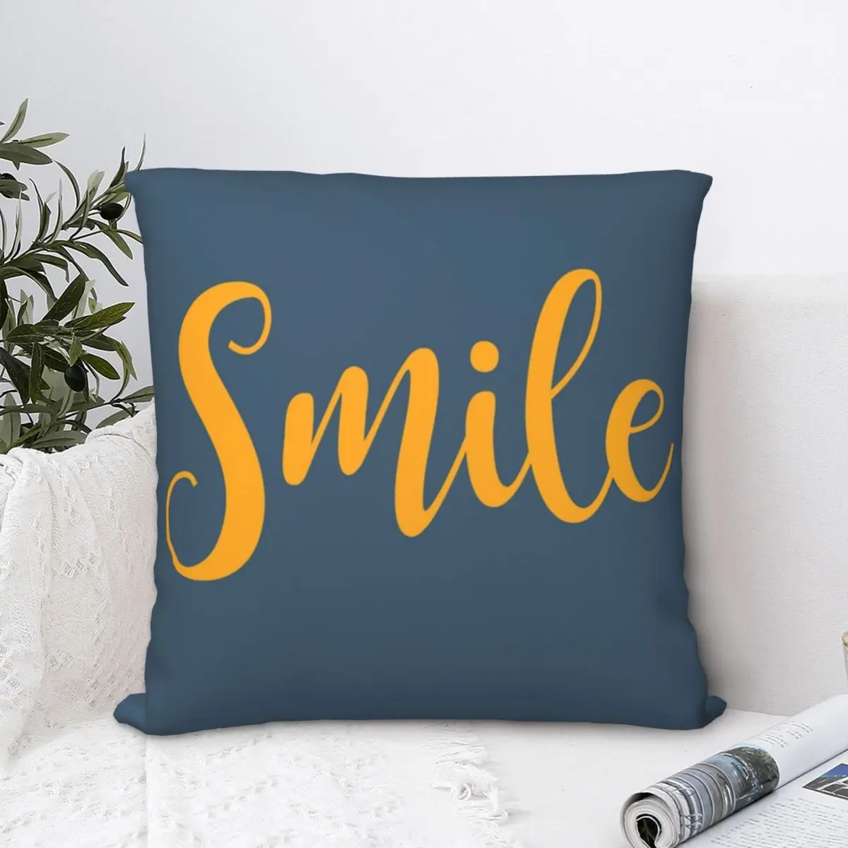 Квадратная подушка Smile, чехол для подушки, забавный домашний декоративный чехол для подушки, простой чехол для кровати 45*45 см