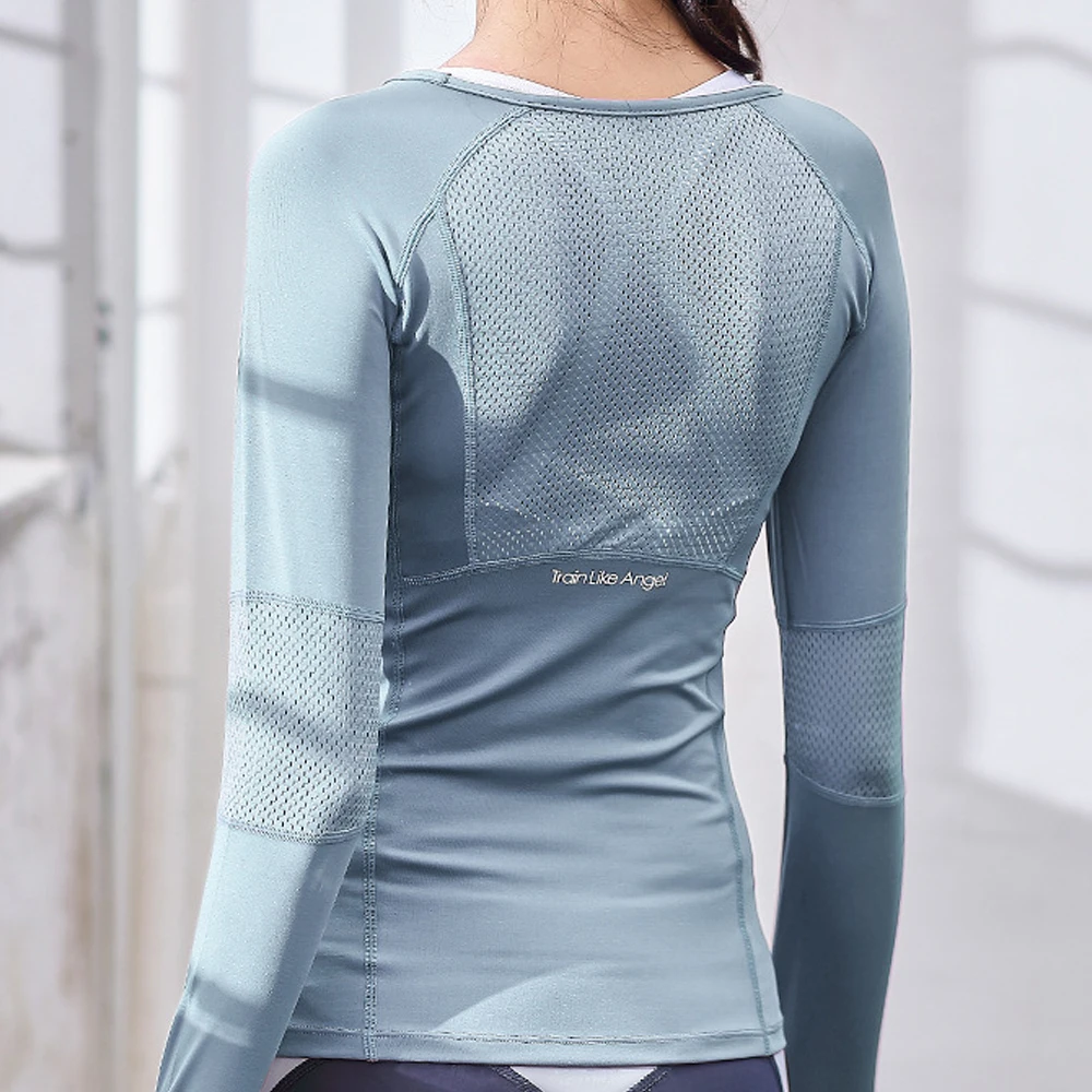Фото Женская Спортивная одежда для фитнеса женская трикотажная облегающая рубашка с