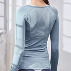 Женская Спортивная одежда для фитнеса, трикотажная Облегающая рубашка с длинным рукавом для спортзала, топ для йоги, Женские топы для тренировок, футболка