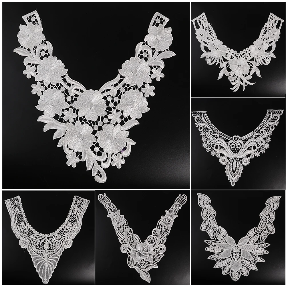 Большая распродажа 1 шт. белая серия кружевной воротник с цветами на воротнике и