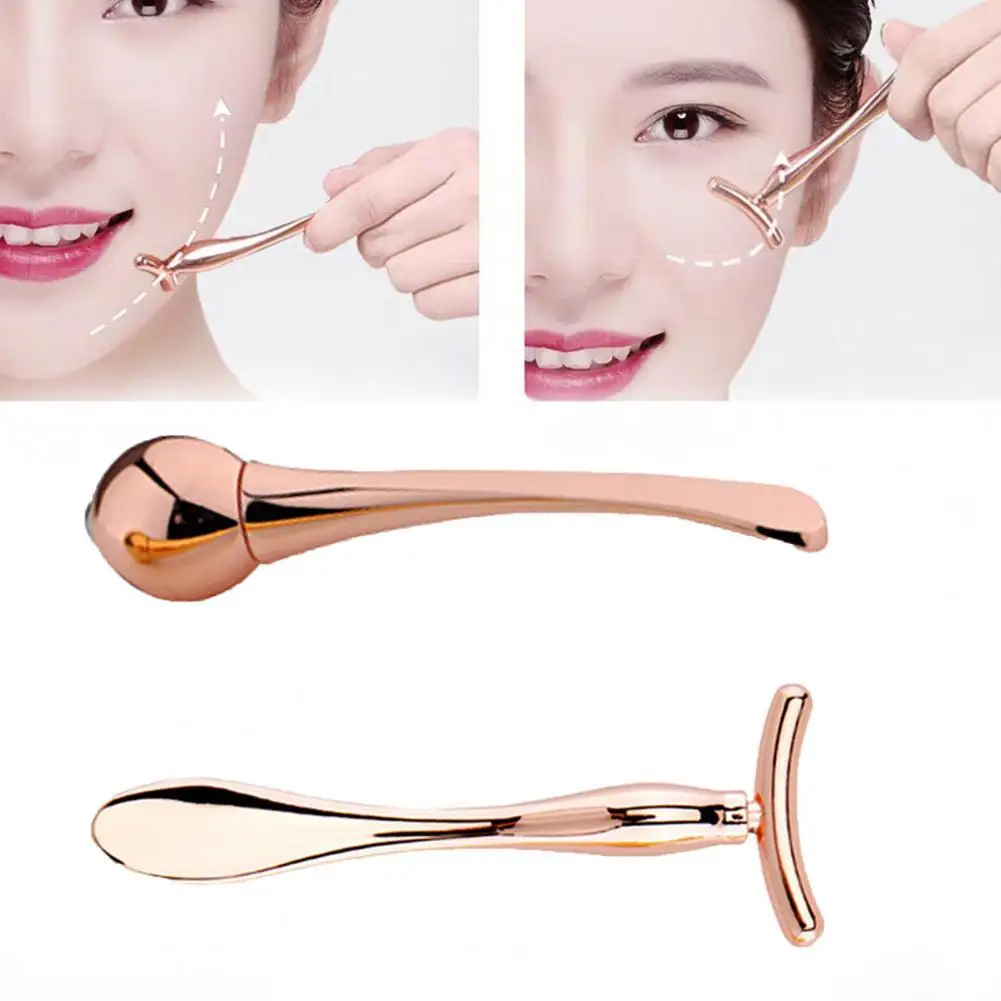 

50% Hot Sale 2Pcs Eye Massagers Improve Contours Safe Zinc Alloy T-shaped Facial Rollers for Gift