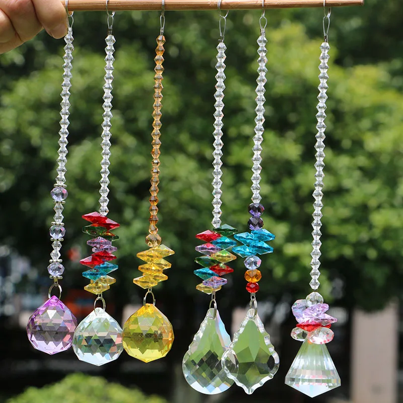 

6pcs/lot Crystal Suncatcher Hanging Ball Prism Pendant Rainbow Maker Home Garden Decoration Window Ornament Gift