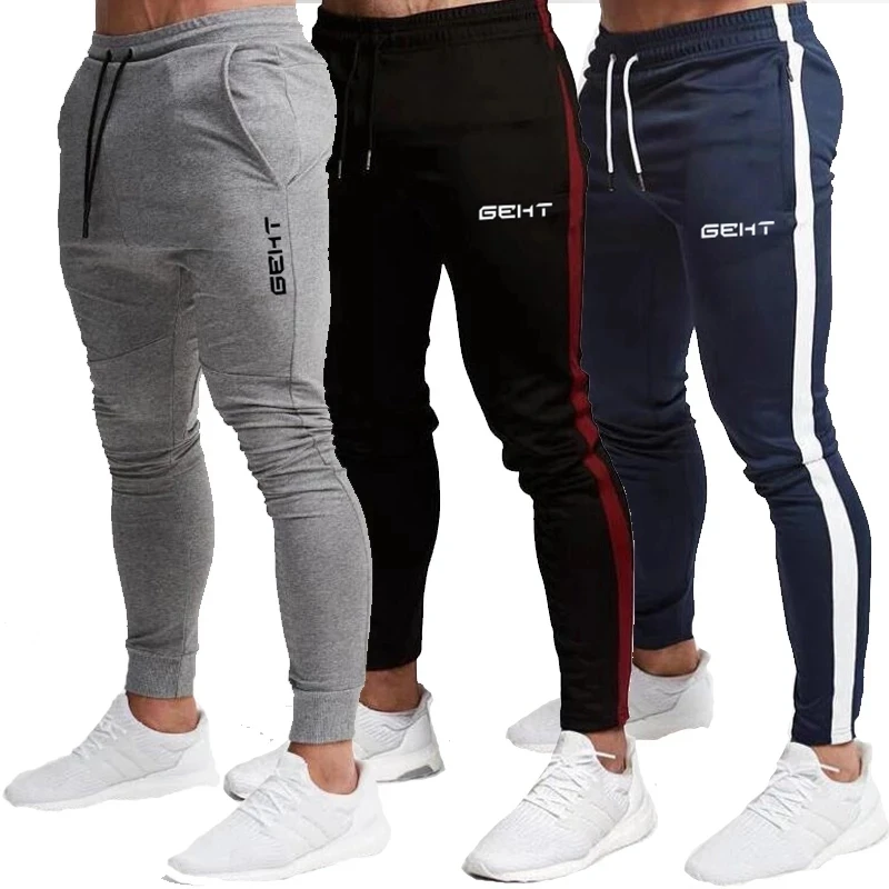 Фото 2021 GEHT Брендовые повседневные облегающие брюки мужские джоггеры спортивные для