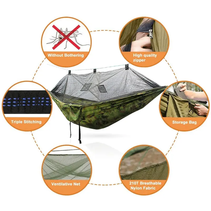 Туристический гамак подвесная кровать из парашюта сетка от комаров сверхлегкая