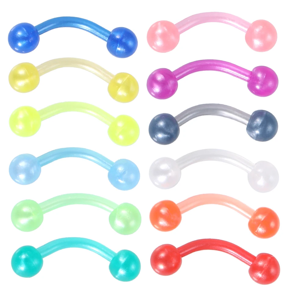 Акриловые Изогнутые Штанги Для Пирсинга 12 шт./лот кольца для бровей бананов 16 г