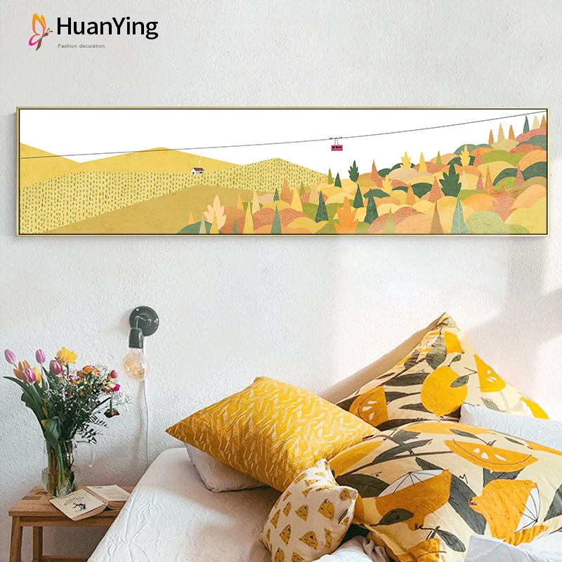 

Nordic Landscape Canvas Poster Watercolor Nature Scenery Painting Wall Art Bedside Decorative Picture for Living Room Bedroom