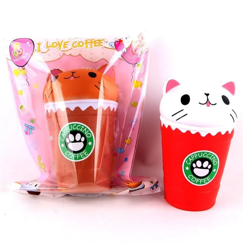 

14cm Novelty Cut Cappuccino Coffee Cup Cat Scented Squishy Slow Rising Squeeze Decompression Toy Decor Collection Cure Gift