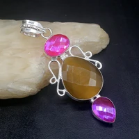gemstonefactory jewelry big promotion 925 silver marvelous yellow agate mystic topaz women ladies gifts necklace pendant 0917