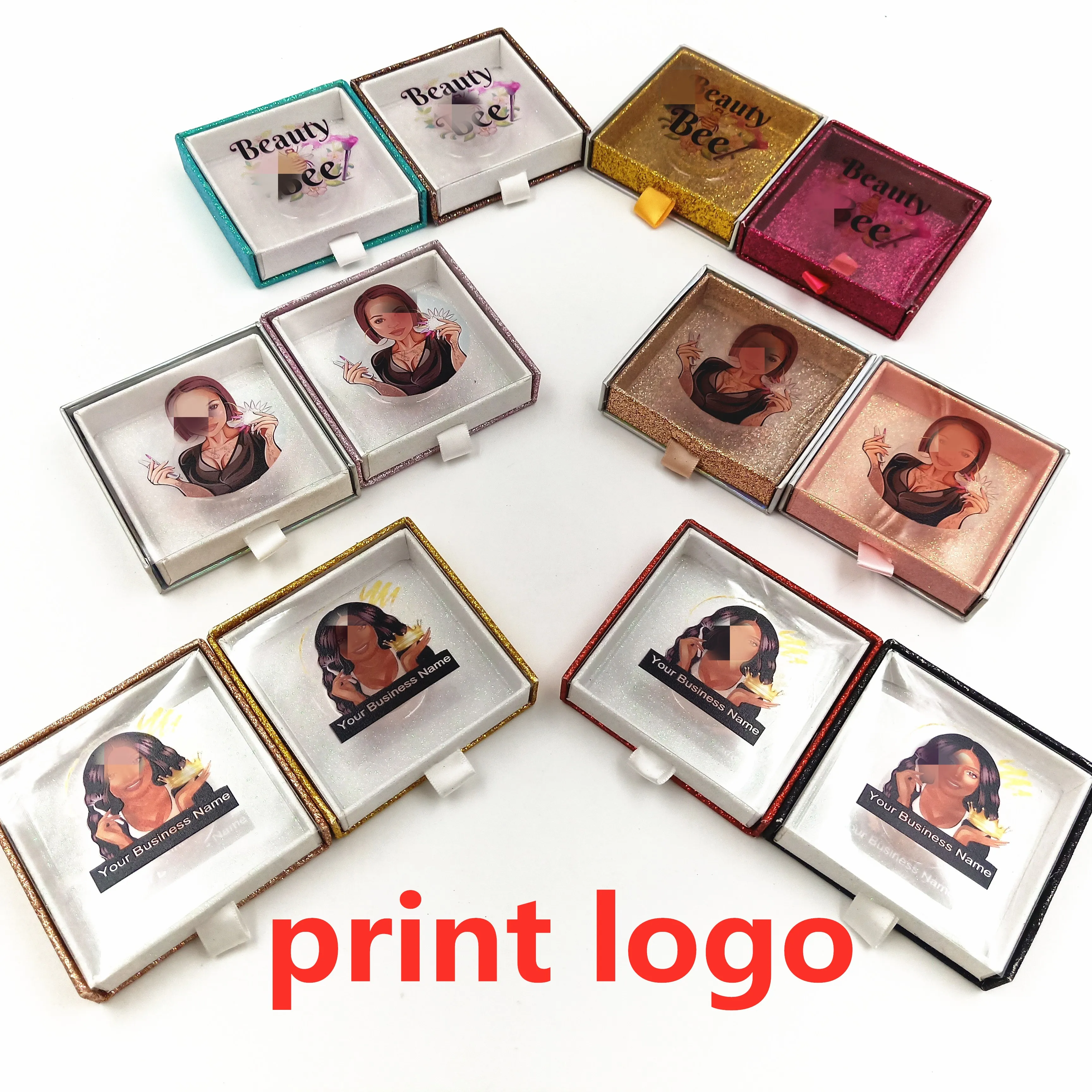 

New wholesale print logo 25mm eyelashes packaging box lash packaging custom logo empty case bulk vendors