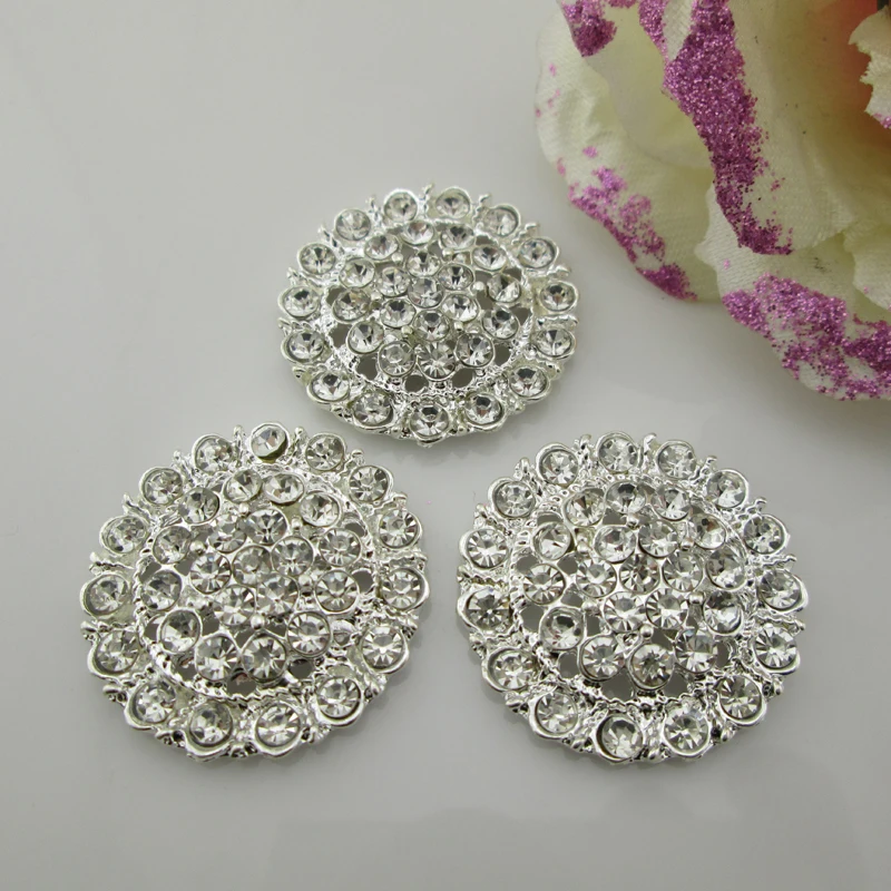 Пуговицы круглые из сплава со стразами 30 мм 5 шт./лот | Дом и сад