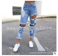 women jeans 2021 autumn new mid waist fashion multi hole jeans womens pocket pencil pants fashion streetwear jeans donsignet
