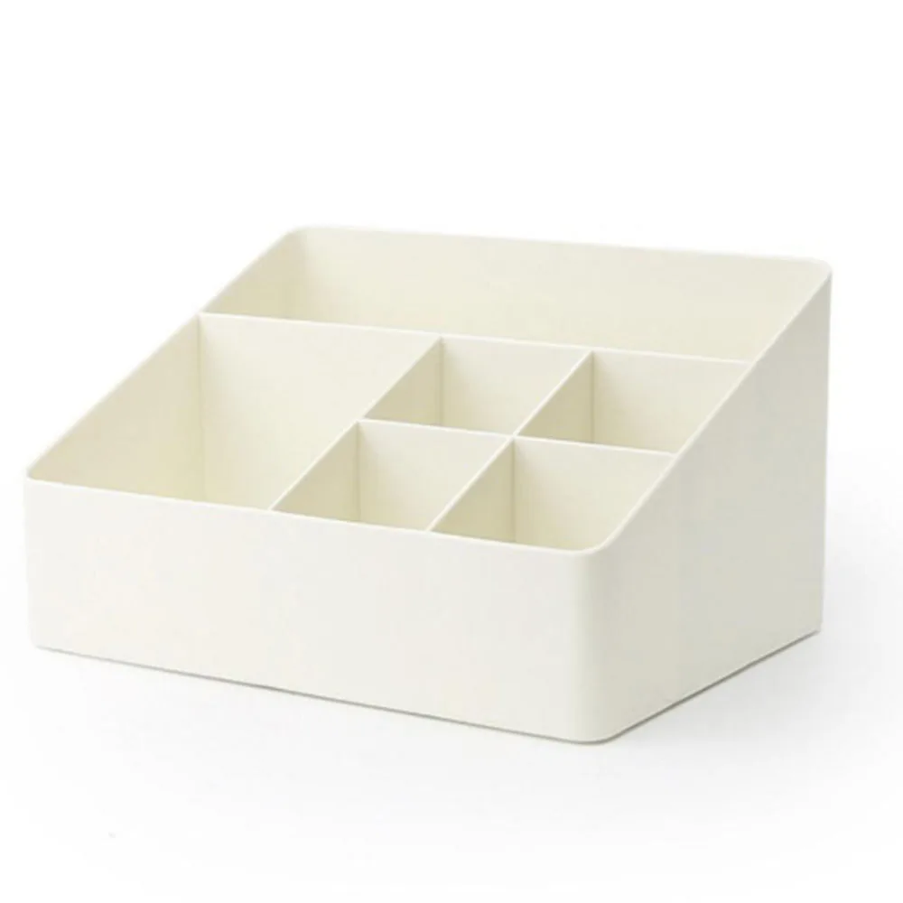

6 Grids Desk Cosmetic Storage Box Brush Lipstick Makeup Organizer Case Large Capacity Home Office Storage Boxs Keep Tidy