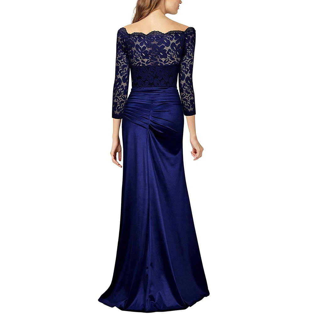 Женское винтажное вечернее платье с юбкой годе длинное кружевное открытыми