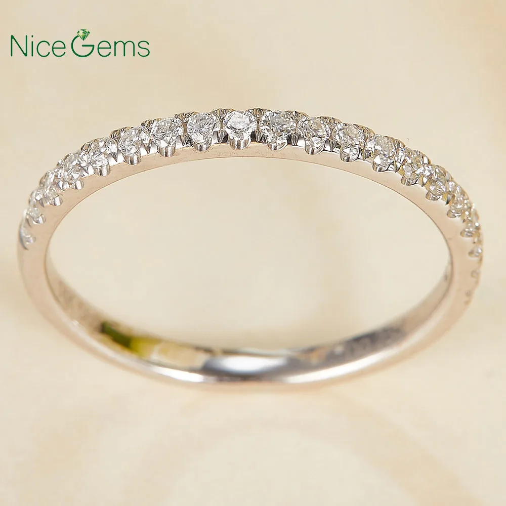 14K 585 Белое золото 0 25 CTW Тонкий французский набор свадебное кольцо Moissanite