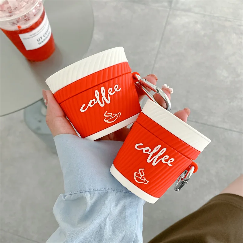 

For Airpods Pro Case,Red Coffee Cup Silicone Earphone Cover Case For Airpods 1/2 Case For Men/Women/Girls/Boys