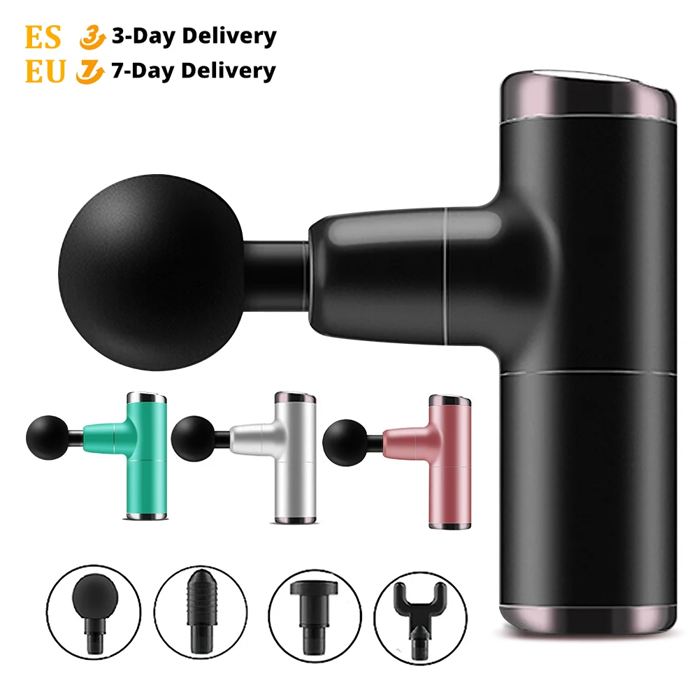 

DIOZO Mini Fascia Gun Deep Tissue Vibration Pain Relief Device 4 Replaceable Massage Heads Usb Body Massager