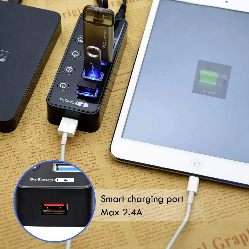 Высокоскоростной 4 портовый концентратор USB 3 0 разветвитель питания ed с 1 портом