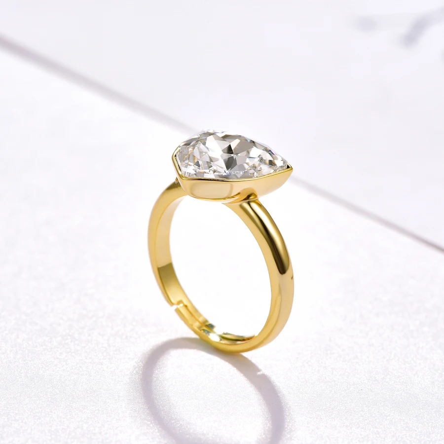 Открытые Кольца с кристаллами Сваровски для женщин роскошные элегантные кольца