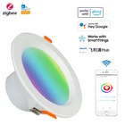 Встраиваемый потолочный светодиодный светильник EWeLink Zigbee, лампа 3.0 Интеллектуальный светильник RGBCW с голосовым управлением, работает с Alexa Google Home, светодиодные светильники, новинка