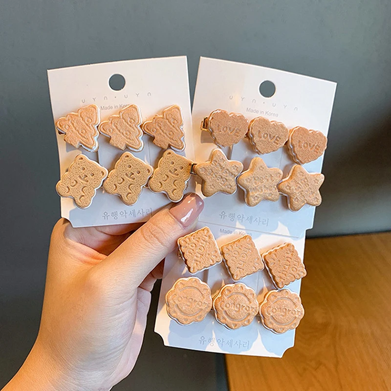 

1PC Girl Child Cute Sand Biscuit Hairpin Simple Side Top Hair Clips Headdress Hair Ornament Fashion Hair Accessories
