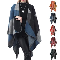 fashion women winter warm poncho wrap knitted cashmere capes shawl cardigans cloak elegant batwing sweater scarf outerwearg3