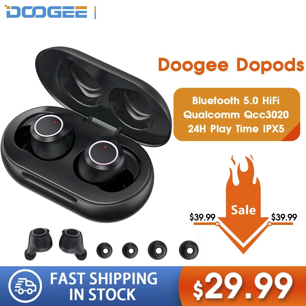 DOOGEE Dopods Beat наушники Bluetooth 5 0 TWS CVC 8 с Qual comm QCC3020 APTX 24H Play time голосовой помощник