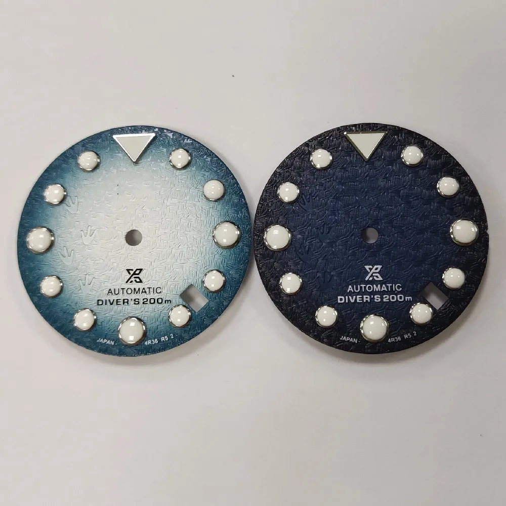 NEW NH35 dial blue white blue with Luminous watch diving accessories dial black blue for SBDX Skx007/009 Turtle Abalone dial