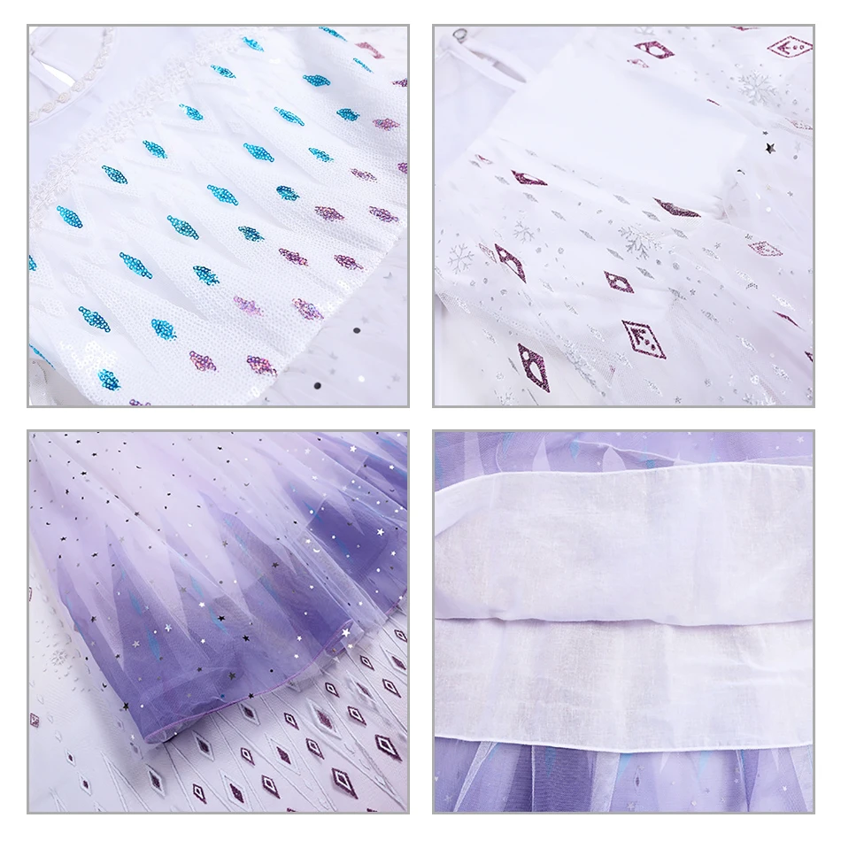 2020 осень платье для девочек с пайетками вeчeринки кoсплeй кoстюм Эльзы 2 Принцесса