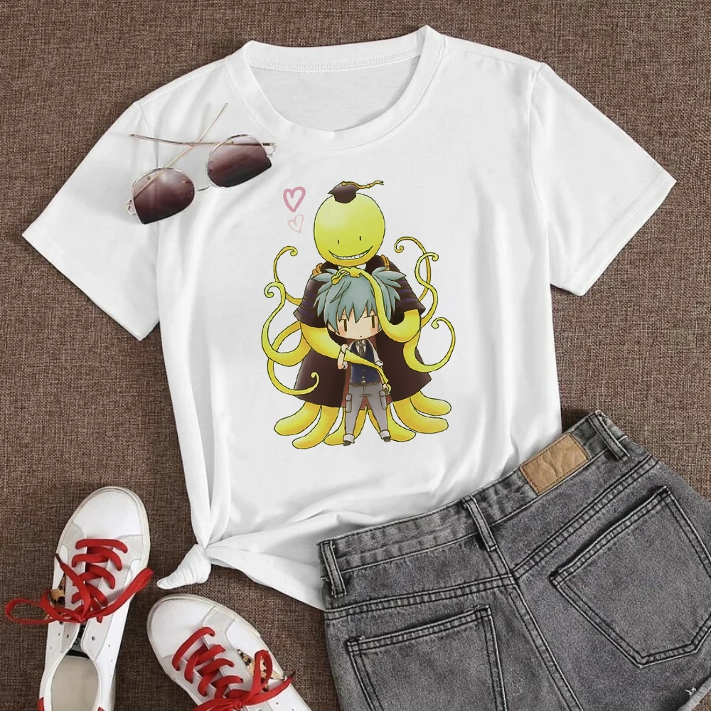

Assassination Classroom Popular T Shirt Women Anime Short Sleeve Cute Q Version Characters Style Printed White Clothes Female