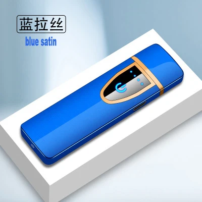 Blue Перезаряжаемая металлическая электронная сигарета USB мини зажигалка Милые Электрические умные зажигалки сенсорный датчик для курения сигар мужские гаджеты - Цвет: Blue