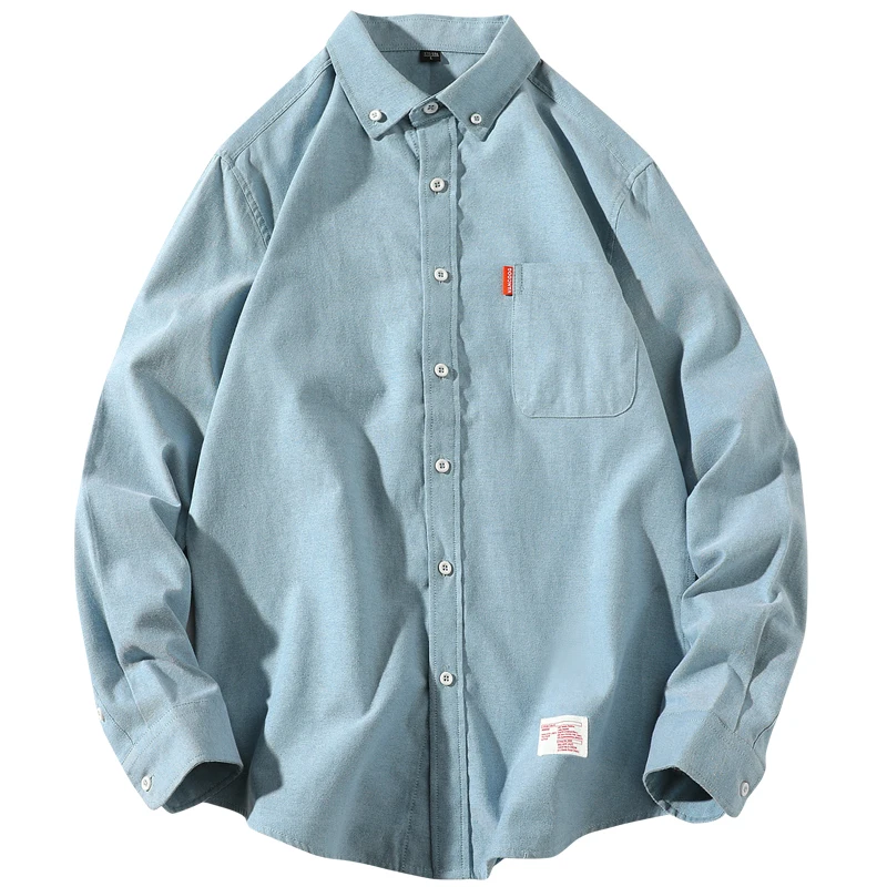 Рубашка мужская с длинным рукавом модная Повседневная блуза квадратным вырезом