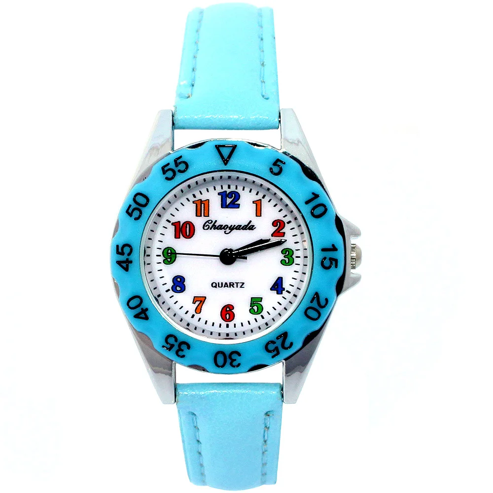 Digital Lightblue Симпатичные Единорог женские часы для дети девочки мальчик кожа наручные часы Повседневное платье Мода Дети узнать время часы U85B Kidswatch - Цвет: Digital Lightblue